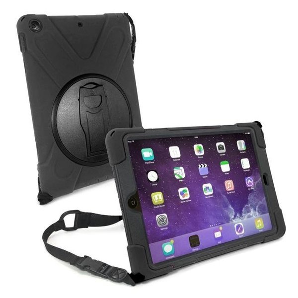 Ashtead Retail & Wholesale Tuff Luv I11-40 Armour Guard Case & Stand with Shoulder Strap for Apple New iPad 9.7 - Black I11_40